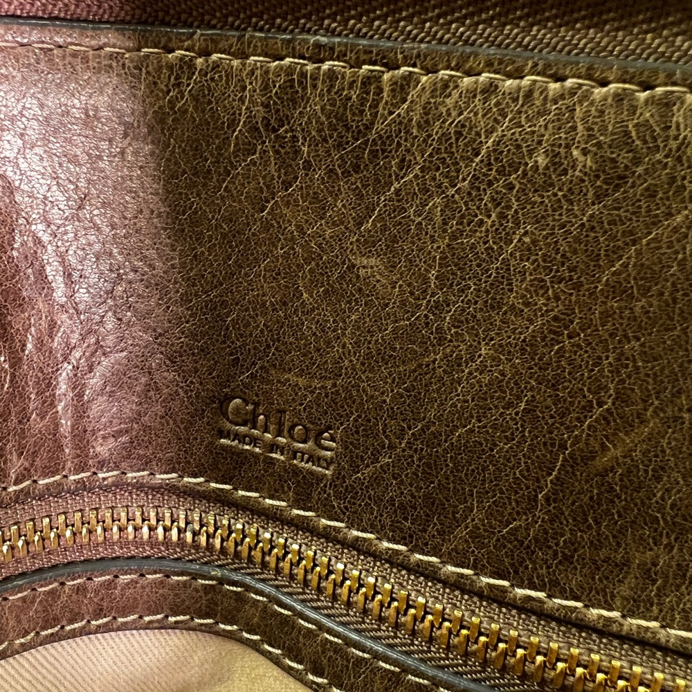Chloe Heloise Brown Distressed Leather Shoulder Bag with Gold Accents Vintage - Picture 13 of 15
